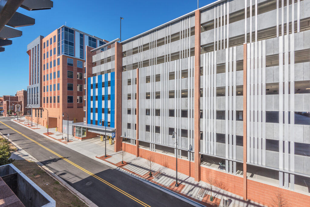 Exterior of Parking Deck and Sidewalk