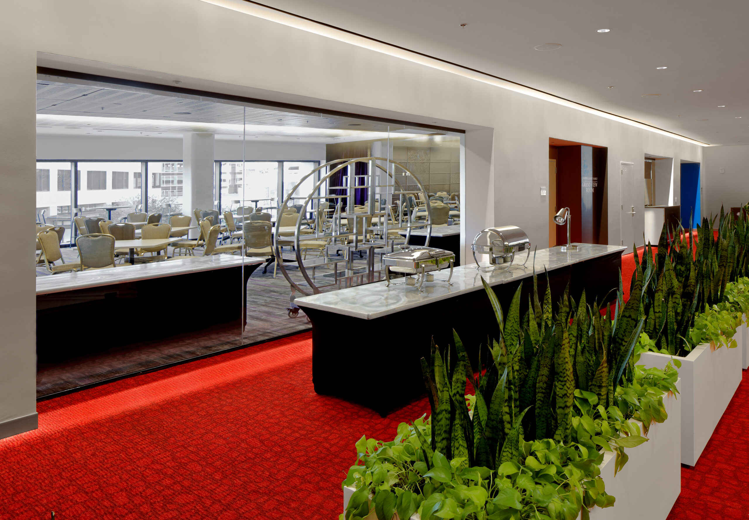 Tanger Center for the Performing Arts Third Floor Lobby with Large Dining Area