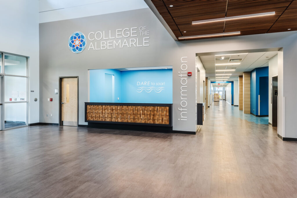 College of the Albemarle Dare County Campus Reception Area in Two-Story Lobby Inside Front Entrance