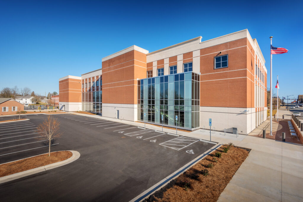 Parking Lot and Exterior View of Courthouse