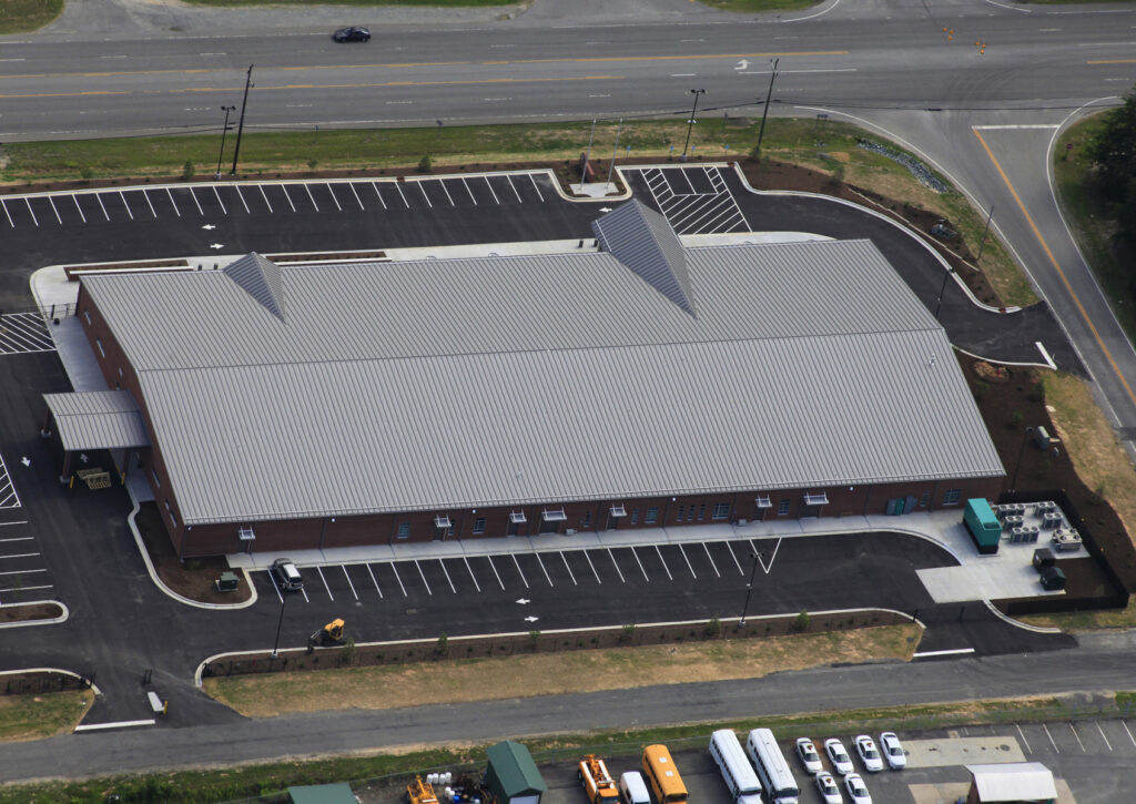 Aerial View of Building and Parking Lot