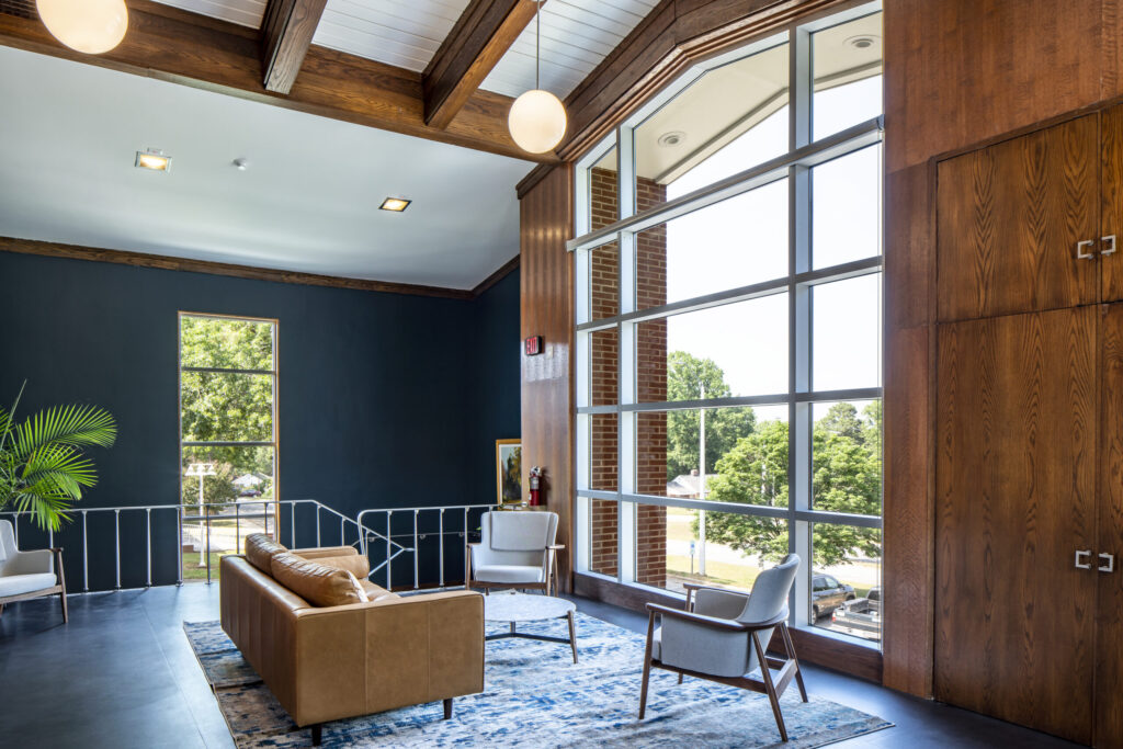 Greg Poole, Jr. All Faiths Chapel Second Floor Seating Area with Large Window