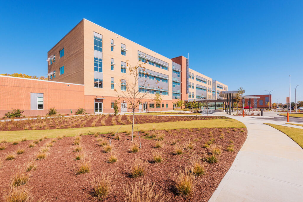 Fuquay-Varina High School Front Landscaping Between Sidwalks
