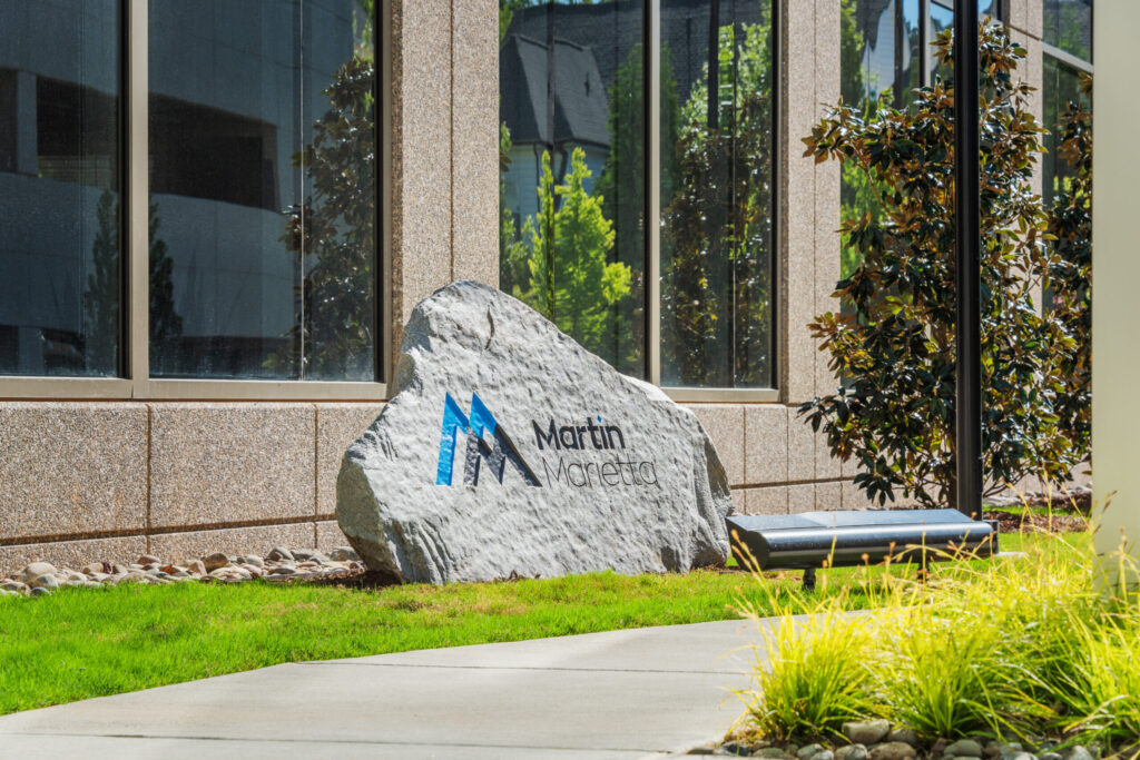 Glenlake Seven Martin Marietta Headquarters Logo Rock in Front of Building