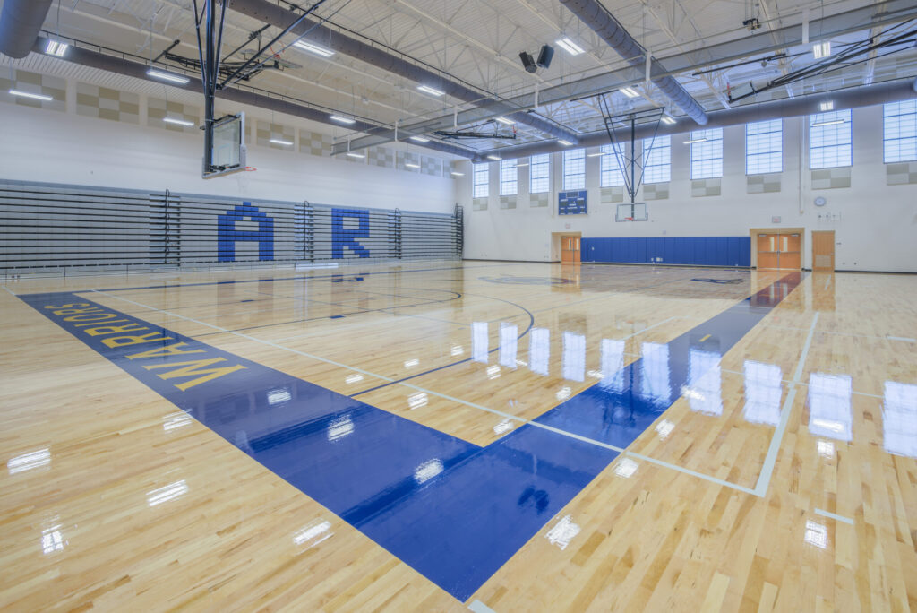 Main Gym Basketball Court with Bleachers