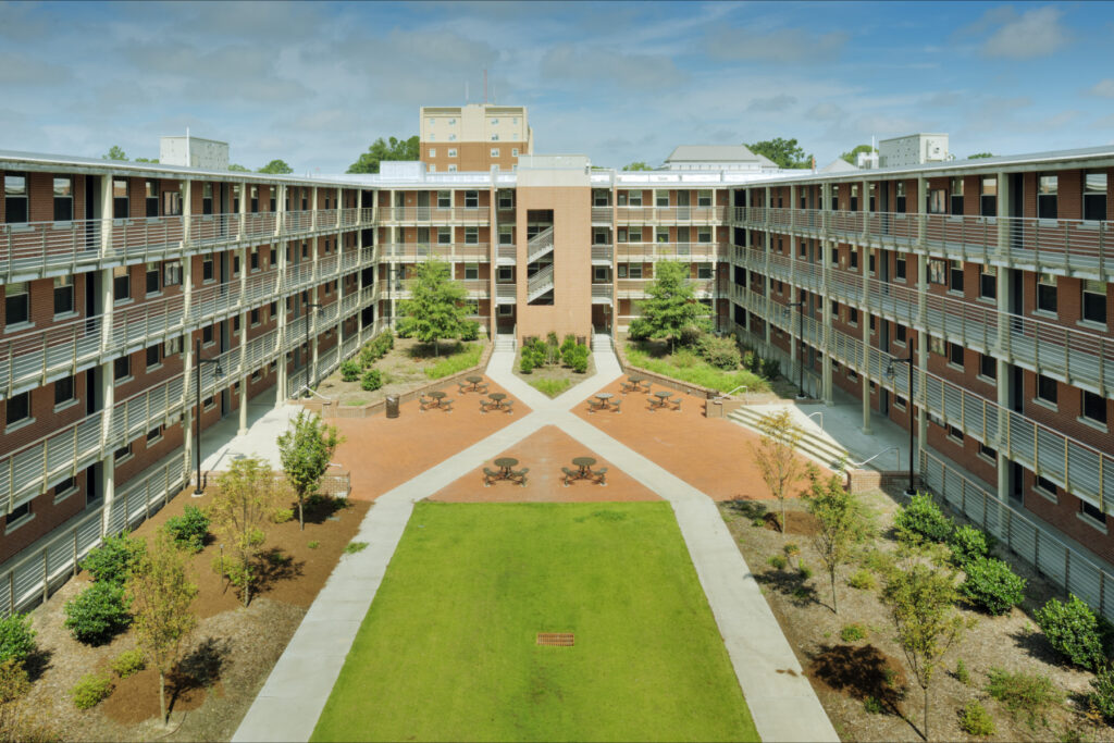 ECU Scott Residence Hall Exterior Quad