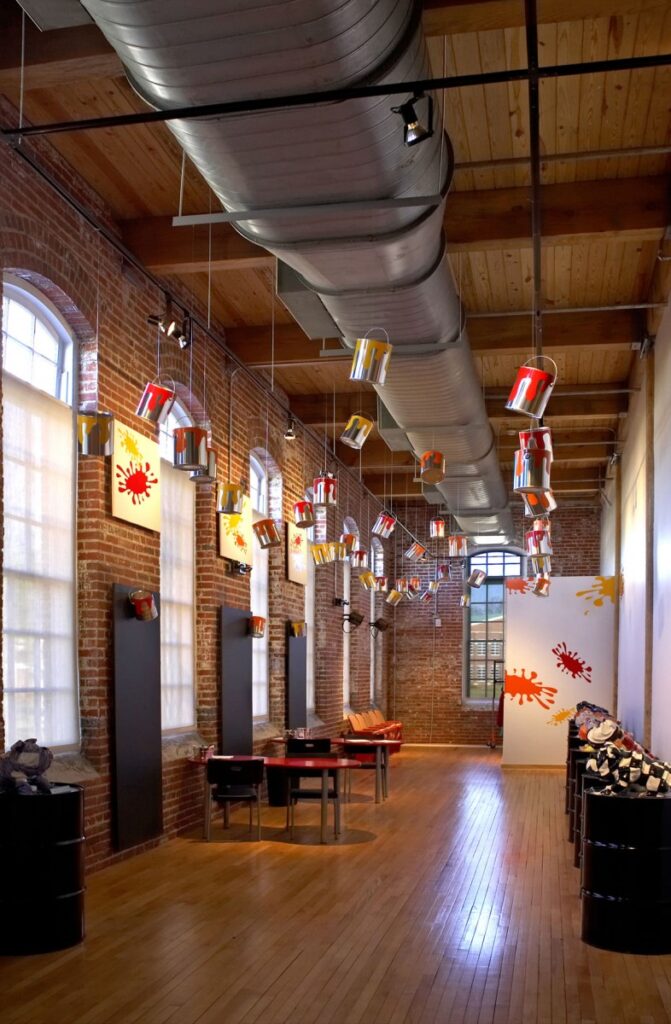 Paint Cans Hanging from the Ceiling