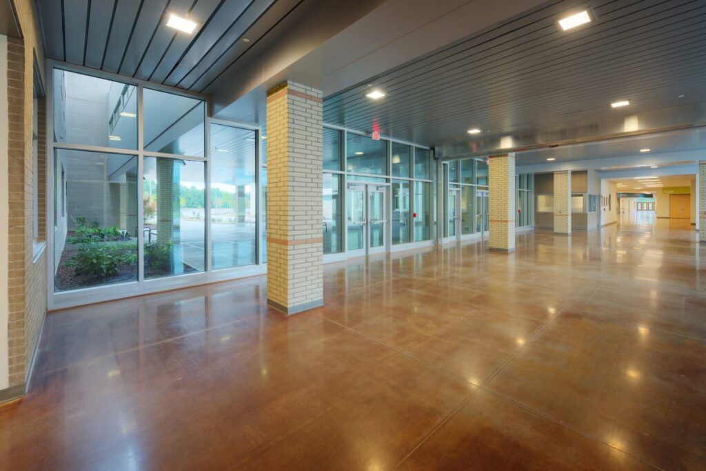 Lobby with Large Glass Windows and Doors