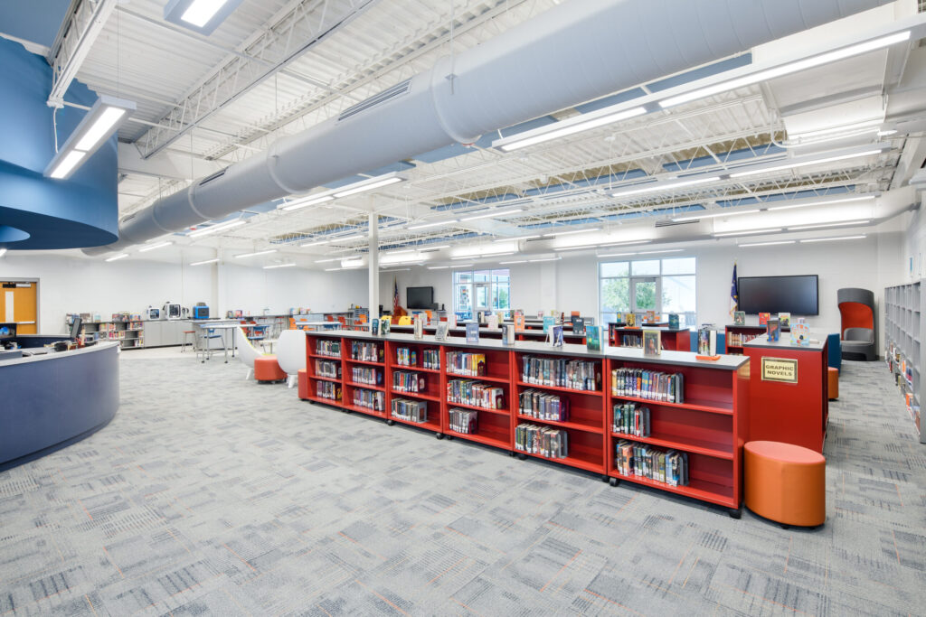 Media Center with Full Bookshelves