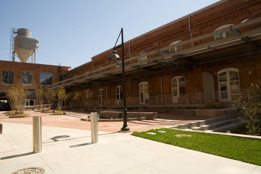 Brick Building and Grassy Area