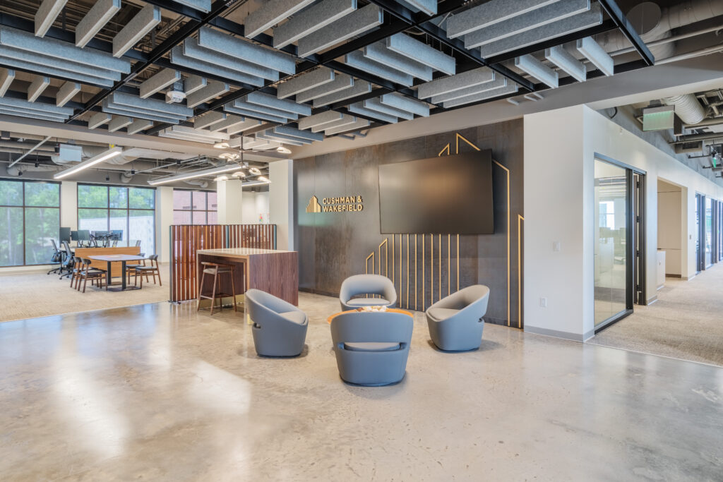 Seating and TV in Lobby