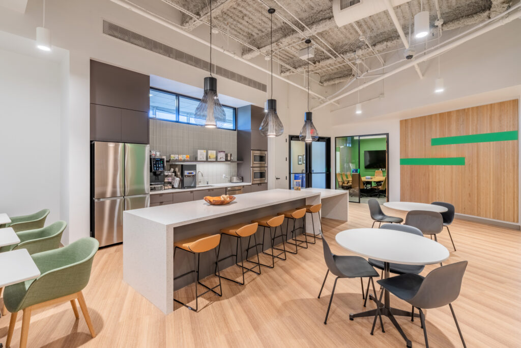 Large Island with Seating in Break Room