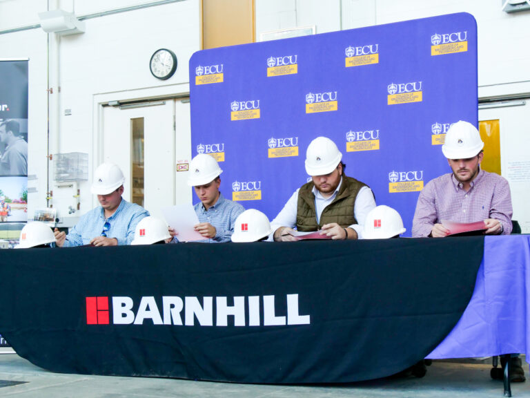 ECU Students Sign Into Barnhill Building Group