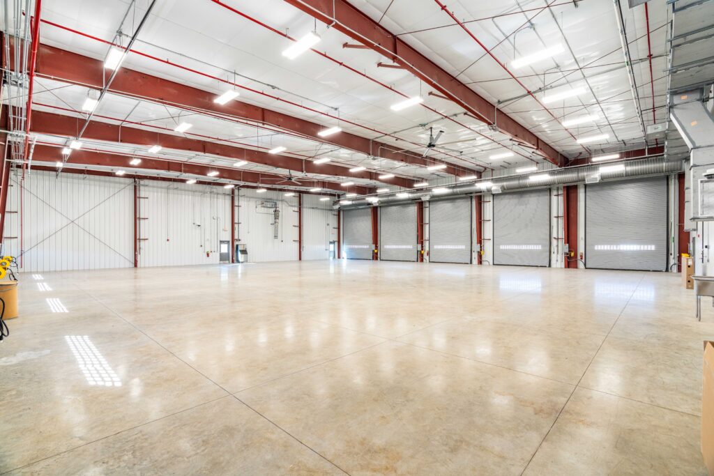Large maintenance bay designed to service Dominion Energy fleet vehicles and specialized equipment.