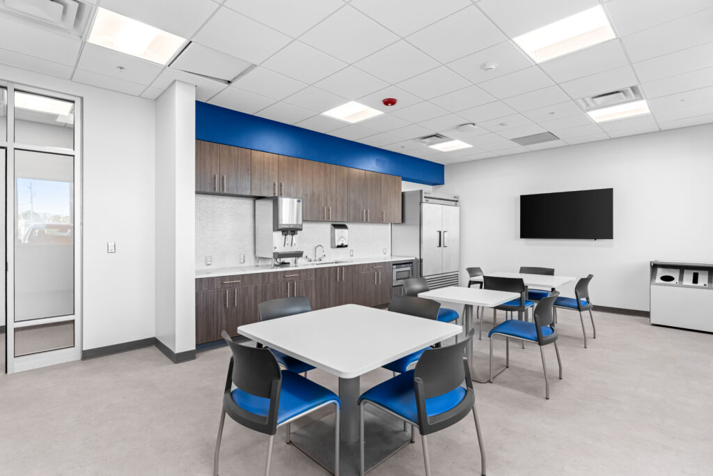 Modern meeting room designed for Dominion Energy training and operational planning.