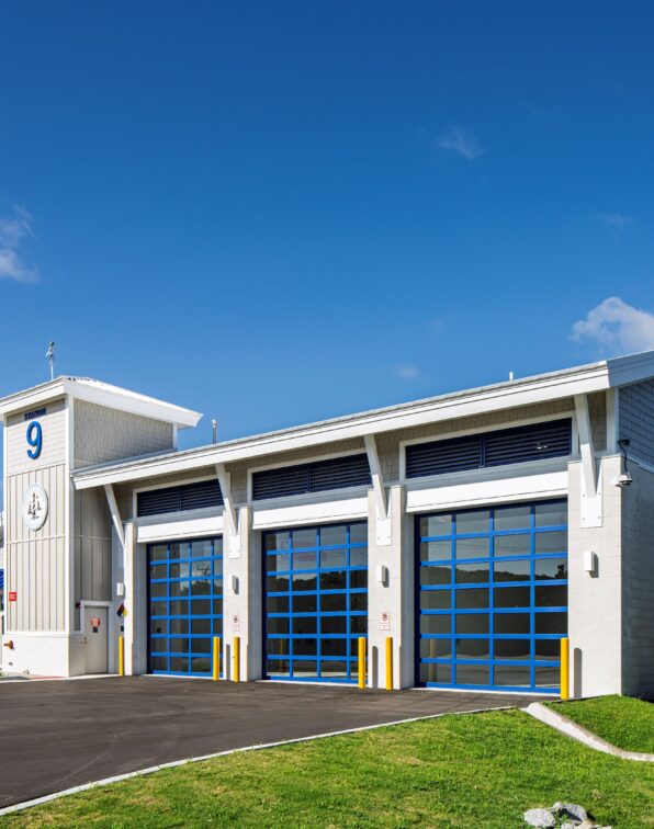 Vehicle bays at EMS #9 Kitty Hawk designed for modern ambulances.
