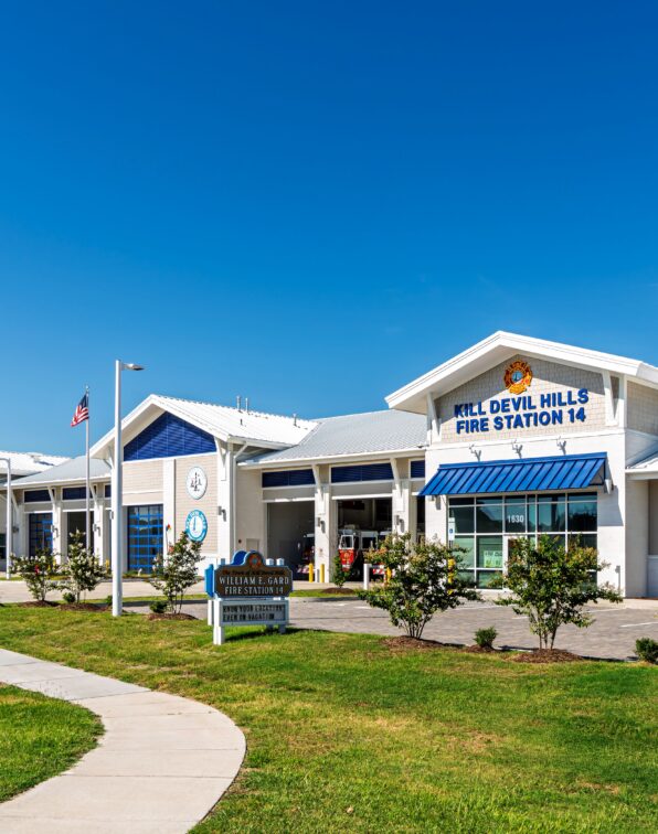 Main entrance to EMS Station 1 and Kill Devil Hills Fire Station 14.