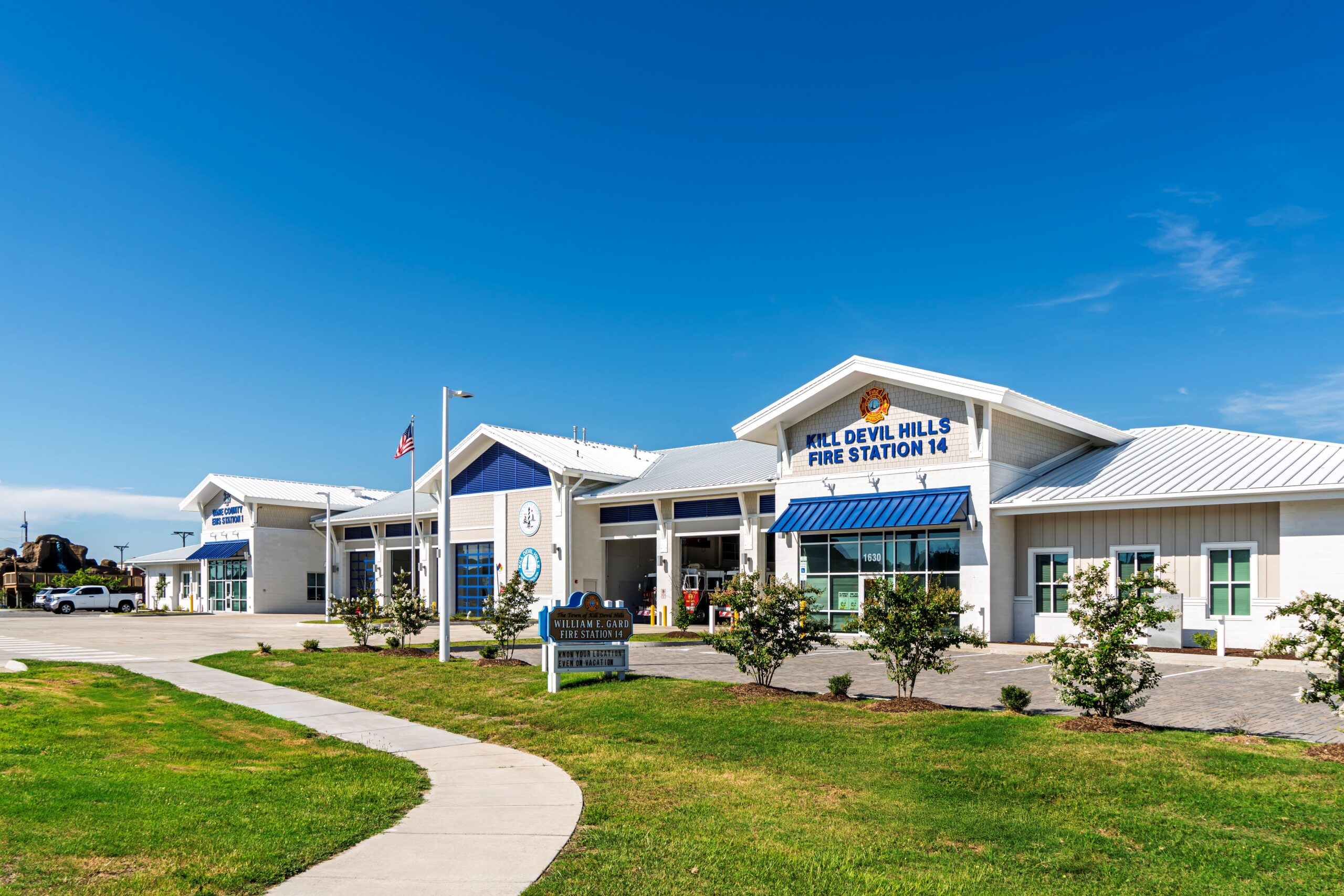Main entrance to EMS Station 1 and Kill Devil Hills Fire Station 14.