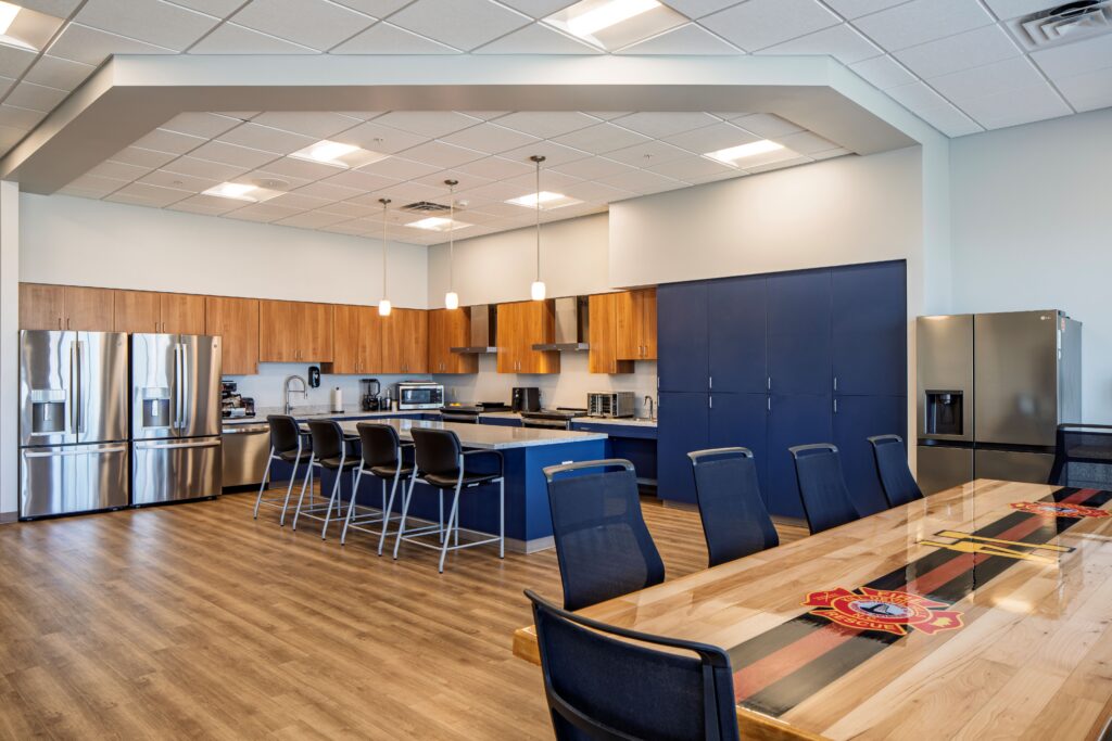 Kitchen and dining area inside EMS #1 and Kill Devil Hills Fire Station #14.
