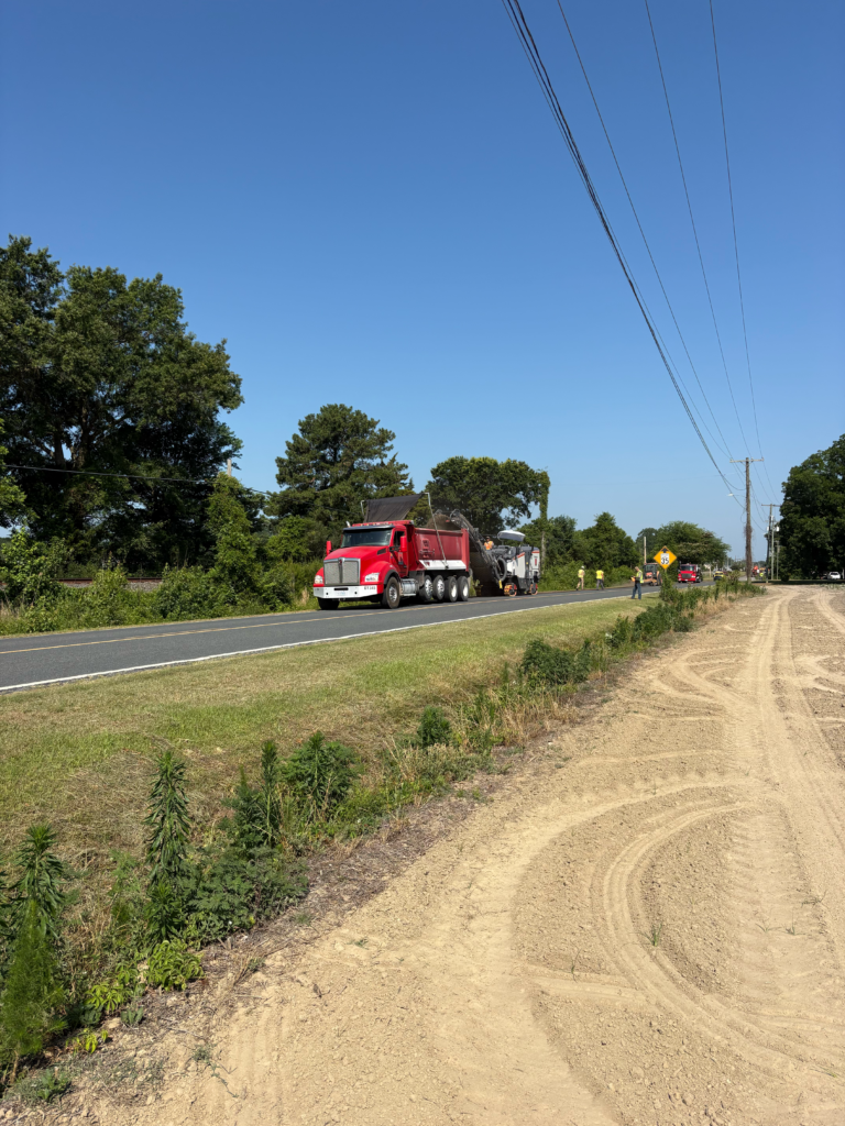 dump truck and milling machine