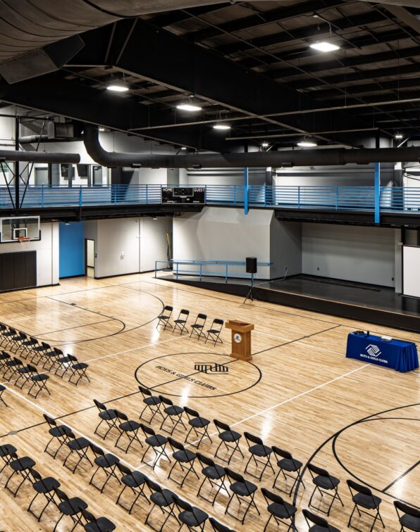 Gymnasium inside Boys and Girls Club community center